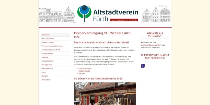 Neuer Internetauftritt: Das Texthaus konzipiert und realisiert den Relaunch des Altstadtvereins Fürth.